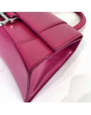 BALENCIAGA Small Hourglass Handbag in Pink Shiny Box Calfskin – SHW (Receipt Year 2019)