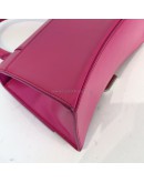 BALENCIAGA Small Hourglass Handbag in Pink Shiny Box Calfskin – SHW (Receipt Year 2019)