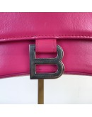 BALENCIAGA Small Hourglass Handbag in Pink Shiny Box Calfskin – SHW (Receipt Year 2019)