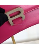 BALENCIAGA Small Hourglass Handbag in Pink Shiny Box Calfskin – SHW (Receipt Year 2019)