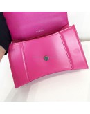 BALENCIAGA Small Hourglass Handbag in Pink Shiny Box Calfskin – SHW (Receipt Year 2019)