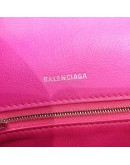 BALENCIAGA Small Hourglass Handbag in Pink Shiny Box Calfskin – SHW (Receipt Year 2019)
