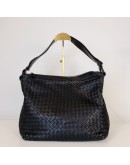 BOTTEGA VENETA Black Intreciatto Nappa Leather Hobo Shoulder Bag – GHW