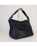 BOTTEGA VENETA Black Intreciatto Nappa Leather Hobo Shoulder Bag – GHW