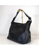 BOTTEGA VENETA Black Intreciatto Nappa Leather Hobo Shoulder Bag – GHW