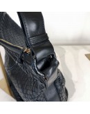 BOTTEGA VENETA Black Intreciatto Nappa Leather Hobo Shoulder Bag – GHW