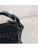 BOTTEGA VENETA Black Intreciatto Nappa Leather Hobo Shoulder Bag – GHW