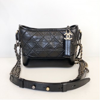 CHANEL Small Gabrielle Hobo Bag in Black Aged Calfskin – Tri Tone Hardware (30 Series - Year 2020)
