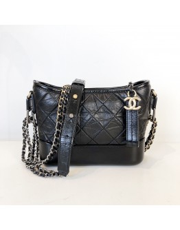 CHANEL Small Gabrielle Hobo Bag in Black Aged Calfskin – Tri Tone Hardware (30 Series - Year 2020)