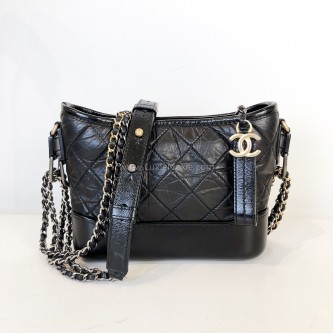 CHANEL Small Gabrielle Hobo Bag in Black Aged Calfskin – Tri Tone Hardware (30 Series - Year 2020)