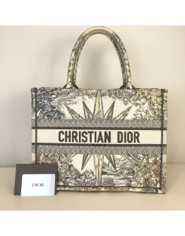 CHRISTIAN DIOR Medium Dior Book Tote in Reve d’Infini Motif (Ivory/Multicolor Embroidery) (Year 2022)