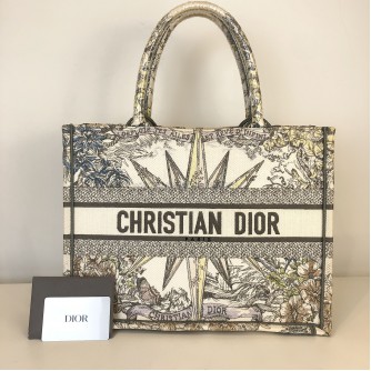 CHRISTIAN DIOR Medium Dior Book Tote in Reve d’Infini Motif (Ivory/Multicolor Embroidery) (Year 2022)