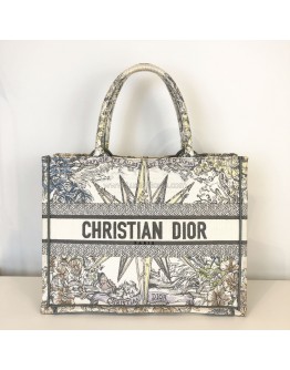 CHRISTIAN DIOR Medium Dior Book Tote in Reve d’Infini Motif (Ivory/Multicolor Embroidery) (Year 2022)