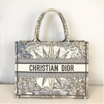 CHRISTIAN DIOR Medium Dior Book Tote in Reve d’Infini Motif (Ivory/Multicolor Embroidery) (Year 2022)