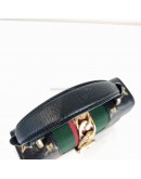 GUCCI Sylvie Mini Top Handle Bag in Black Calfskin with Bee & Star – GHW