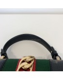 GUCCI Sylvie Mini Top Handle Bag in Black Calfskin with Bee & Star – GHW