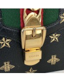 GUCCI Sylvie Mini Top Handle Bag in Black Calfskin with Bee & Star – GHW