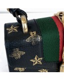 GUCCI Sylvie Mini Top Handle Bag in Black Calfskin with Bee & Star – GHW
