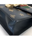 GUCCI Sylvie Mini Top Handle Bag in Black Calfskin with Bee & Star – GHW
