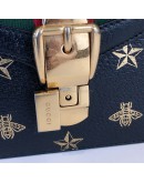 GUCCI Sylvie Mini Top Handle Bag in Black Calfskin with Bee & Star – GHW