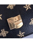 GUCCI Sylvie Mini Top Handle Bag in Black Calfskin with Bee & Star – GHW