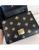 GUCCI Sylvie Mini Top Handle Bag in Black Calfskin with Bee & Star – GHW