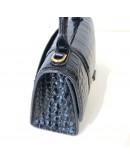 BALENCIAGA XS Mini Hourglass Handbag in Black Croc Embossed Calfskin – GHW