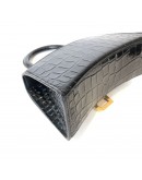 BALENCIAGA XS Mini Hourglass Handbag in Black Croc Embossed Calfskin – GHW