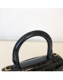 BALENCIAGA XS Mini Hourglass Handbag in Black Croc Embossed Calfskin – GHW