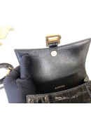 BALENCIAGA XS Mini Hourglass Handbag in Black Croc Embossed Calfskin – GHW