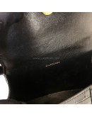 BALENCIAGA XS Mini Hourglass Handbag in Black Croc Embossed Calfskin – GHW