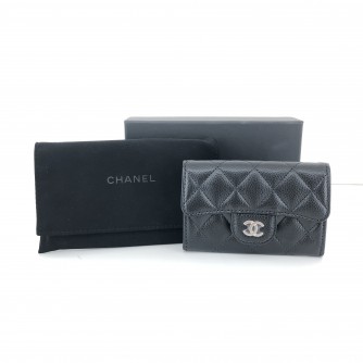 CHANEL Classic Card Holder in Black Caviar Leather – SHW (New Hologram Series)