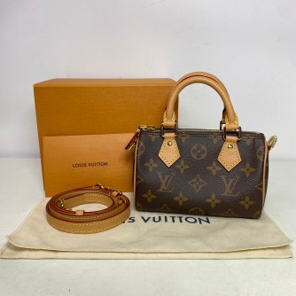 LOUIS VUITTON Monogram Nano Speedy with Shoulder Strap – GHW (Year 2023)