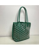 GOYARD Anjou Mini Tote Bag in Green Goyardine Canvas with Detachable Pouch (Year 2021)