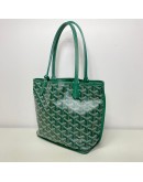 GOYARD Anjou Mini Tote Bag in Green Goyardine Canvas with Detachable Pouch (Year 2021)