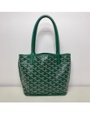 GOYARD Anjou Mini Tote Bag in Green Goyardine Canvas with Detachable Pouch (Year 2021)