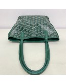 GOYARD Anjou Mini Tote Bag in Green Goyardine Canvas with Detachable Pouch (Year 2021)