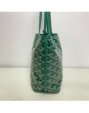 GOYARD Anjou Mini Tote Bag in Green Goyardine Canvas with Detachable Pouch (Year 2021)