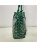 GOYARD Anjou Mini Tote Bag in Green Goyardine Canvas with Detachable Pouch (Year 2021)