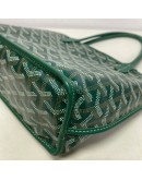 GOYARD Anjou Mini Tote Bag in Green Goyardine Canvas with Detachable Pouch (Year 2021)