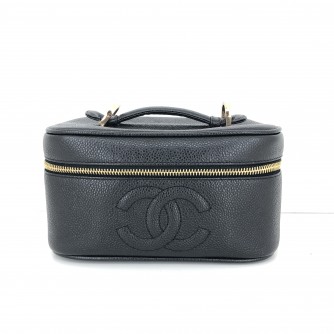 CHANEL Vintage Small Vanity Case Handbag in Black Caviar – GHW