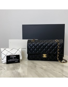 CHANEL Medium Classic Flap (CF) Shoulder Bag in Black Lambskin - GHW (29 Series – Year 2019)
