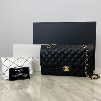 CHANEL Medium Classic Flap (CF) Shoulder Bag in Black Lambskin - GHW (29 Series – Year 2019)