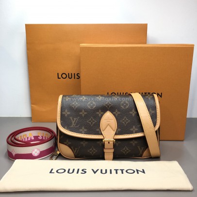 LOUIS VUITTON Monogram Diane with Fuchsia Shoulder Strap – GHW (Microchip – Year 2022)
