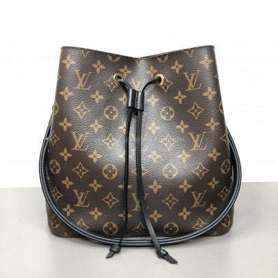 LOUIS VUITTON Monogram NeoNoe MM Drawstring Bucket Bag in Black – GHW (Year 2020)