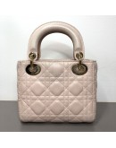 CHRISTIAN DIOR Mini Lady Dior Handbag with Shoulder Strap in Light Pink Cannage Lambskin – GHW (Year 2014)