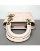 CHRISTIAN DIOR Mini Lady Dior Handbag with Shoulder Strap in Light Pink Cannage Lambskin – GHW (Year 2014)
