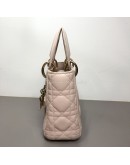 CHRISTIAN DIOR Mini Lady Dior Handbag with Shoulder Strap in Light Pink Cannage Lambskin – GHW (Year 2014)