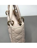 CHRISTIAN DIOR Mini Lady Dior Handbag with Shoulder Strap in Light Pink Cannage Lambskin – GHW (Year 2014)
