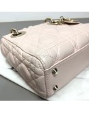 CHRISTIAN DIOR Mini Lady Dior Handbag with Shoulder Strap in Light Pink Cannage Lambskin – GHW (Year 2014)
